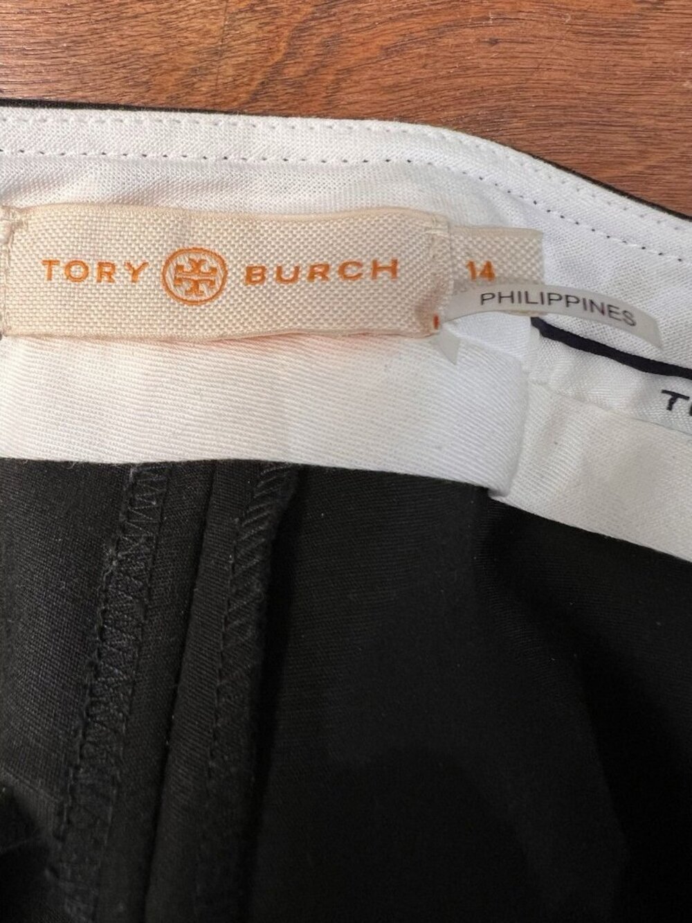 Tory Burch Black Tailored Dress Pants Size 14 Straight Leg Cotton Blend Career - Picture 7 of 11
